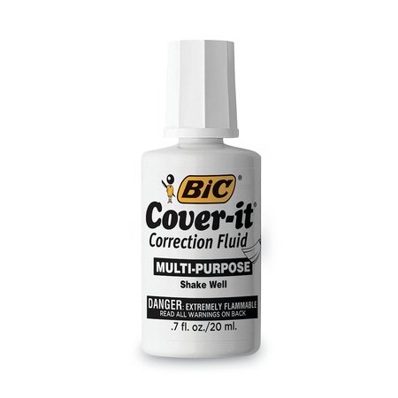 BIC Cover-It, Correction Fluid, White, PK12 WOC12